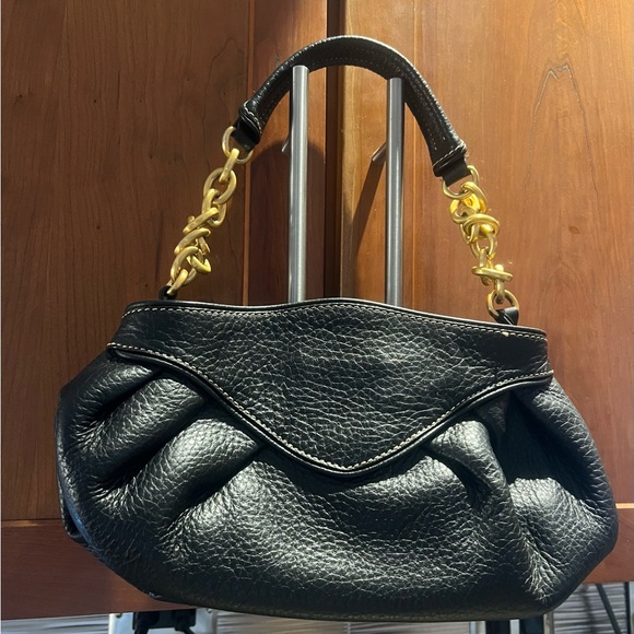 Shoulder Leather Bag With Heavy Metal Strap By Maxx New York. - Picture 2 of 6